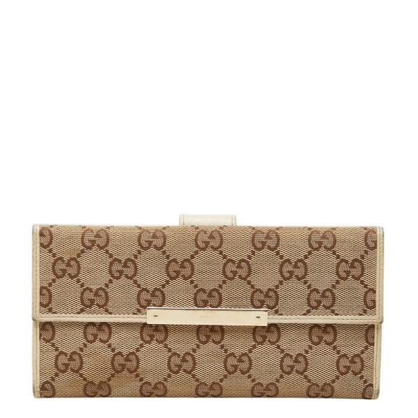 GUCCI（グッチ） GGキャンバス 長財布 ダブルホック 112715 ベージュ