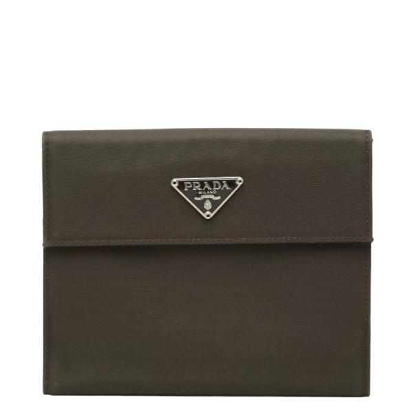 PRADA（プラダ） 三角ロゴプレート 二つ折り財布 カーキ グリーン