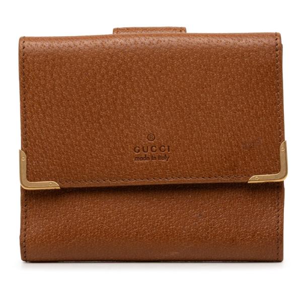 GUCCI（グッチ） 二つ折り財布 ブラウン レザー レディース 【中古