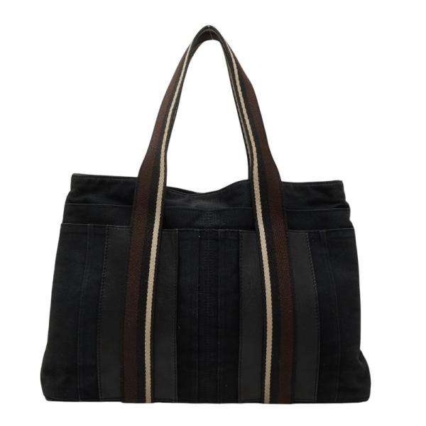 【美品】HERMESエルメストロカホリゾンタルＭＭキャンバストートバッグ HERMES（エルメス） トロカホリゾンタルMM トートバッグ ブラック