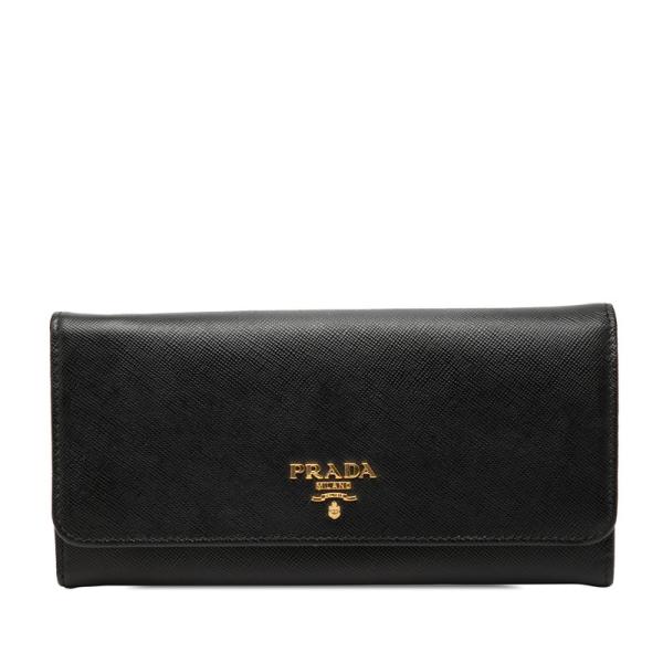 PRADA 長財布 1MH132 サフィアーノ パイピング ブラック PRADA（プラダ） 二つ折り 長財布 1MH132 ネロ ブラック サフィアーノ