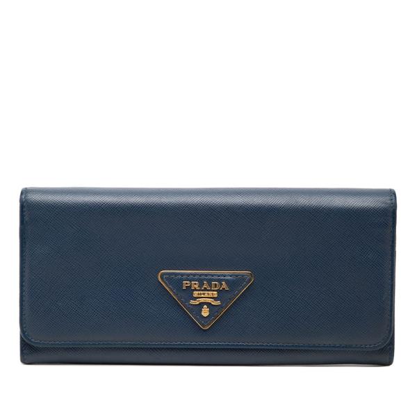 PRADA（プラダ） 三角ロゴプレート 二つ折り 長財布 1MH132 ネイビー