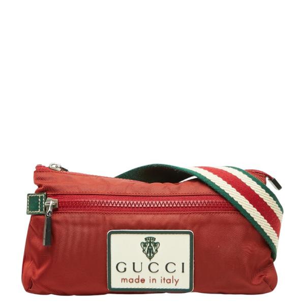 GUCCI ボディバッグ ベージュ/グリーン/レッド GUCCI（グッチ） ロゴ ボディバッグ ウエストバッグ 189663 レッド