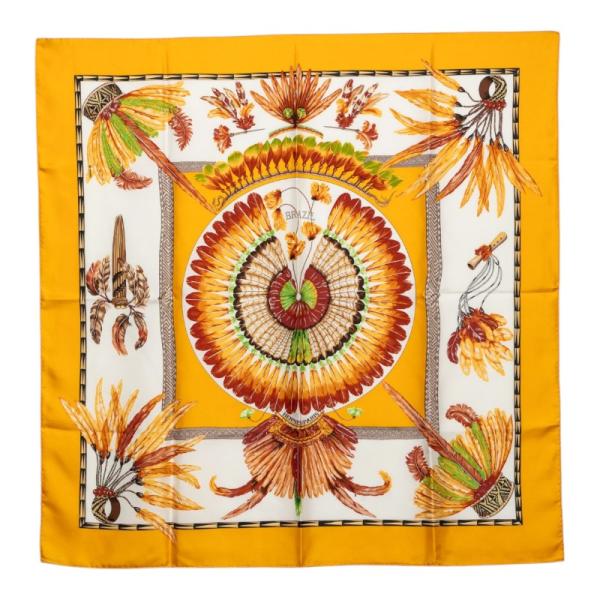 未使用　HERMES カレ90 BRAZIL スカーフ　エルメス　ブラジル HERMES（エルメス） カレ90 ブラジル BRAZIL スカーフ イエロー系
