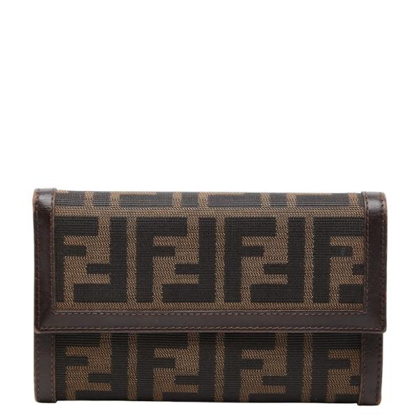 FENDI（フェンディ） ズッカ 三つ折り財布 ブラウン ブラック