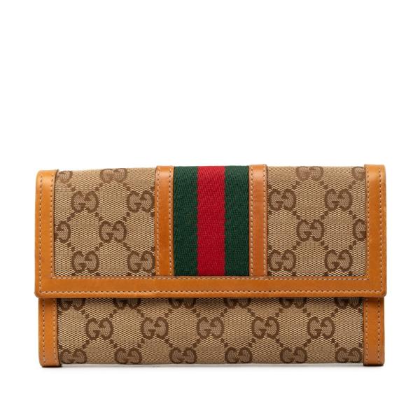 GUCCI（グッチ） GGキャンバス シェリーライン 長財布 258038 ブラウン
