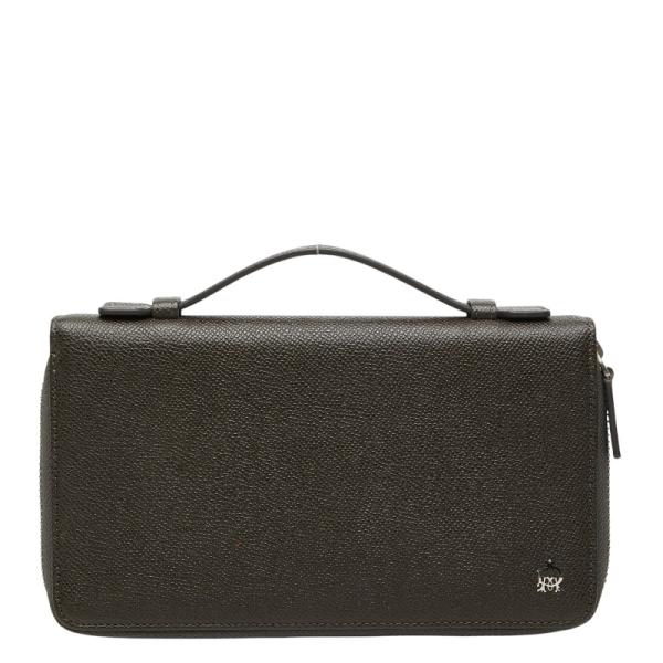 ダンヒル ダブルジップ トラベルコンパニオン トラベルケース 長財布 セカンドバッグ カーキグリーン レザー メンズ Dunhill 【中古】