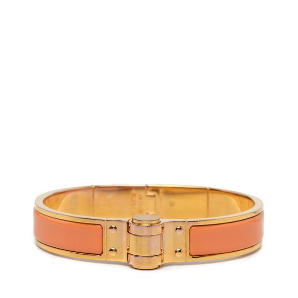 エルメス シャニエール M バングル オレンジ ゴールド メッキ レディース HERMES 中古