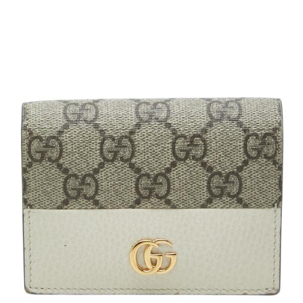 011 極美品 GUCCI 二つ折り財布 PVC GGスプリーム rg6 GUCCI（グッチ） GGスプリーム 二つ折り財布 658610 ベージュ ホワイト