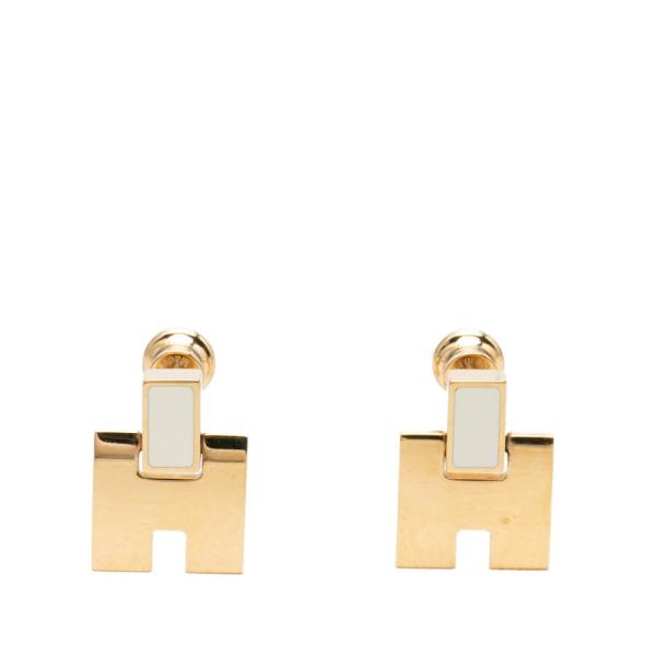 HERMES（エルメス） アイリーン ピアス ゴールド ホワイト メッキ