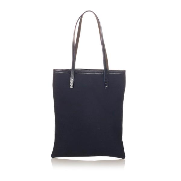 FENDI（フェンディ） ネイビー ブラック キャンバス レザー トート