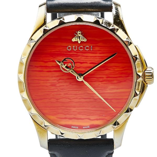 GUCCI グッチ Gタイムレス 腕時計 126.4 クオーツ レッド文字盤