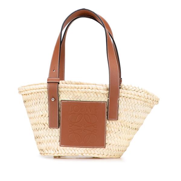 ロエベ バスケット スモール ハンドバッグ ベージュ　ブラウン ラフィア LOEWE ロエベ バスケットバッグ スモール ハンドバッグ かご