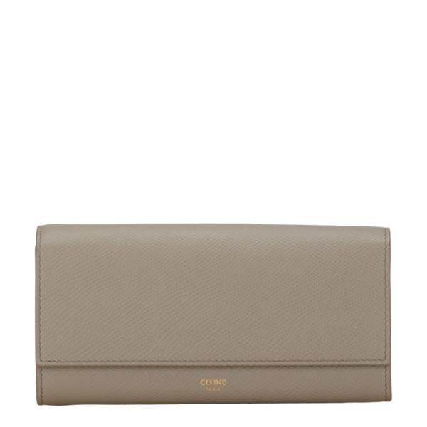 CELINE（セリーヌ） ラージ フラップウォレット 長財布 グレー レザー 