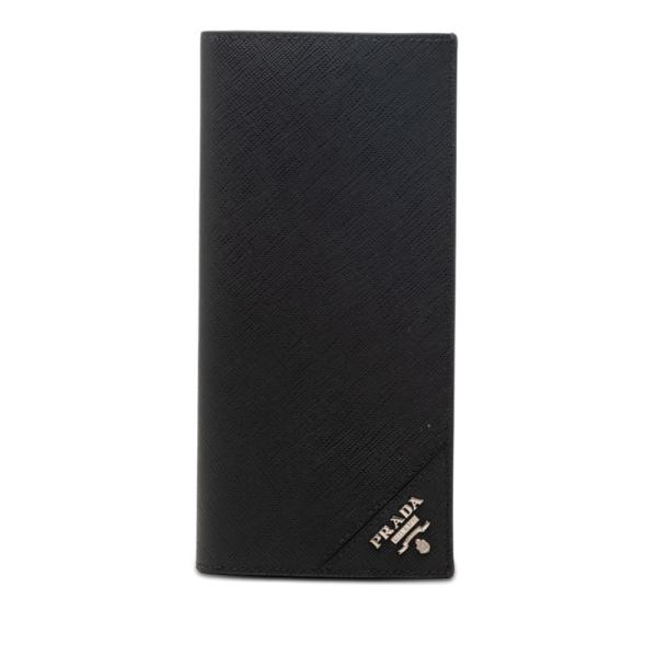 【未使用品】プラダ 長財布 二つ折り サフィアーノレザー 黒×茶 2MV836 PRADA（プラダ） サフィアーノ 二つ折り 長財布 ロングウォレット