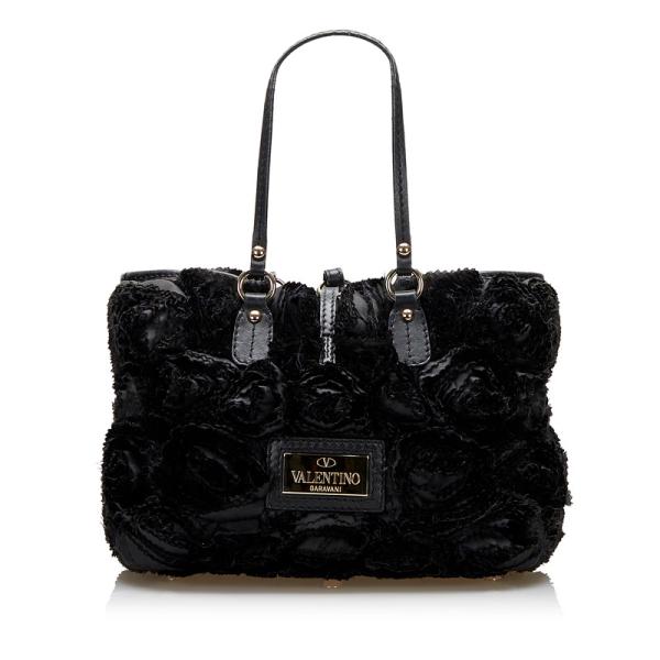 美品 VALENTINO GARAVANI ハンドバッグ ブラック フリンジ ginzaparis2_214-84475