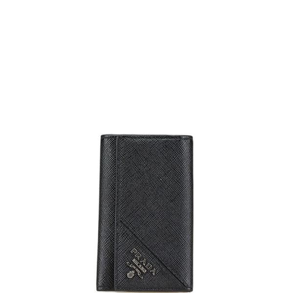 PRADA（プラダ） ロゴ サフィアーノ キーケース ブラック レザー