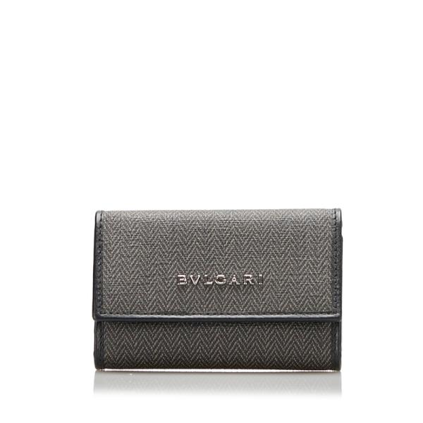 BVLGARI（ブルガリ） キーケース 6連 グレー ブラック PVC レザー