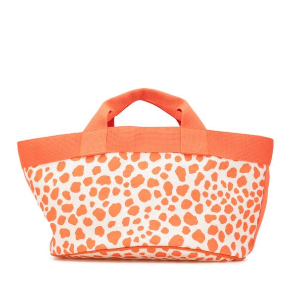 エルメス キッズライン ハンドバッグ オレンジ  アイボリー ピンク キャンバス レディース HERMES 【中古】 HERMES（エルメス） キッズライン ハンドバッグ オレンジ アイボリー