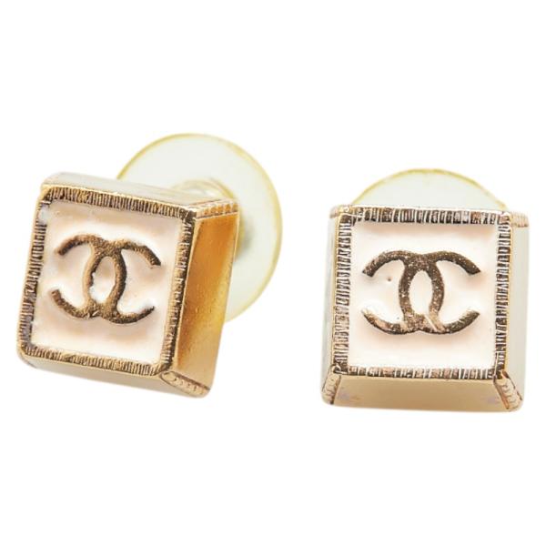 CHANEL シャネル ココマーク スクエア ピアス ゴールド ピンク