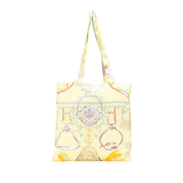 エルメス プティアッシュトート ETRIERS 鐙柄 馬具柄 トートバッグ ショルダーバッグ イエロー シルク レディース HERMES 【中古】 HERMES エルメス プティアッシュ ETRIERS 鐙柄 馬具柄 トートバッグ