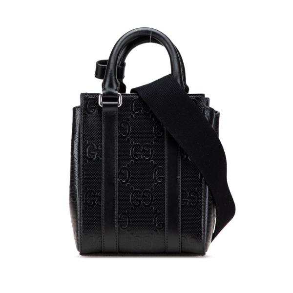 グッチ GGエンボス ジャンボGG ハンドバッグ ショルダーバッグ 2WAY 696010 ブラック レザー レディース GUCCI 【中古】 GUCCI（グッチ） GGエンボス ジャンボGG ハンドバッグ ショルダー