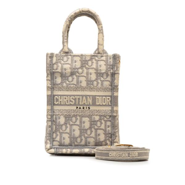 Dior ブックトート ミニ フォンバッグ グレー 2WAY 中古 Christian Dior 中古 クリスチャンディオール トートバッグ