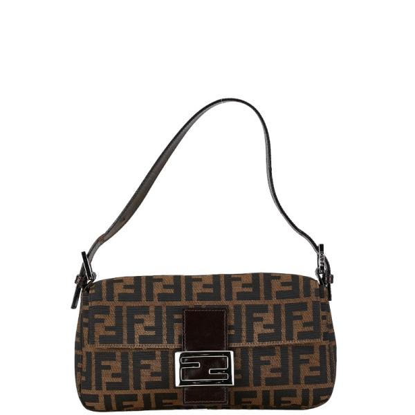 FENDI フェンディ ショルダーバッグ マンマバケット ズッカ ワンショルダー 肩掛け 鞄 かばん 26424  キャンバス  レザー  ベージュ ダークブラウン シルバー金具 レディース 人気【中古品】 FENDI - FENDI 人気 美品 フェンディ マンマバケット ZUCCA ズッカ