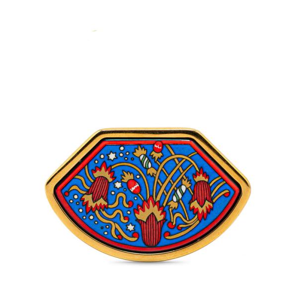 HERMES（エルメス） エマイユ 花 フラワー モチーフ ブローチ ゴールド