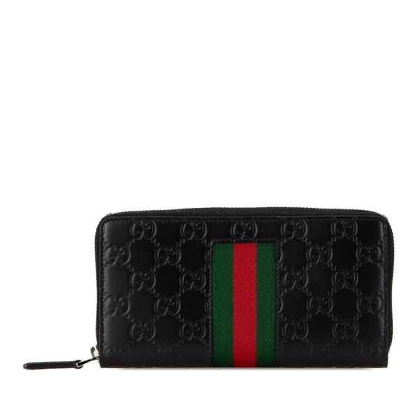 【GUCCI】 グッチ シェリーライン レザー ラウンドファスナー 長財布 GUCCI グッチ グッチシマ シェリーライン ラウンドファスナー 長