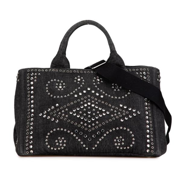 PRADA（プラダ） カナパ スタッズ ビジュー ハンドバッグ ショルダー
