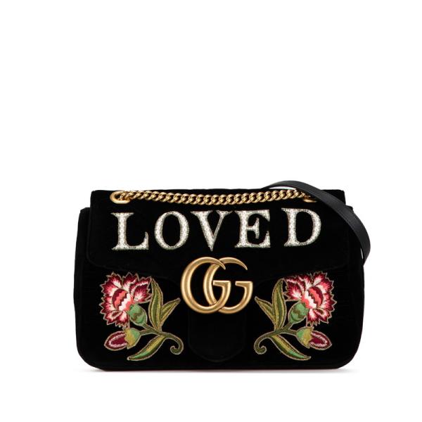 GUCCI（グッチ） GGマーモント ベルベット ミディアム LOVED 刺繍
