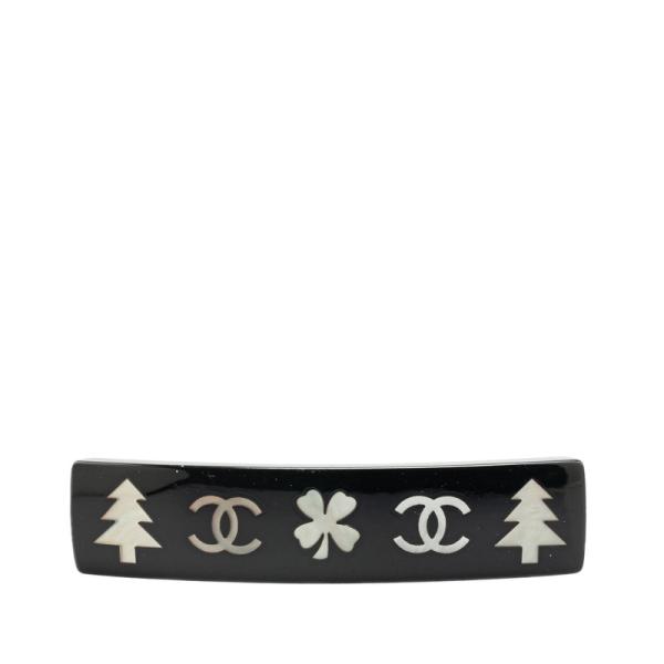 CHANEL シャネル クローバー ツリー モチーフ バレッタ ブラック 
