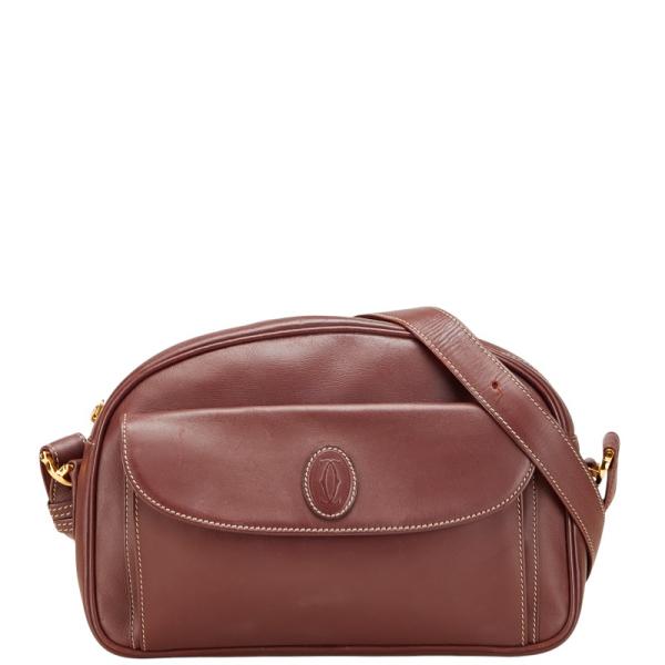 ♡美品♡Cartier カルティエ マスト ハンドバッグ レザー ボルドー 箱付 Cartier 【新品同様】カルティエ バッグ マストライン 新型
