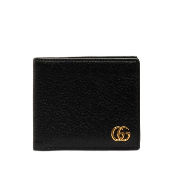 未使用級 GUCCI グッチ 折り財布　GG マーモント　ブラック レザー GUCCI（グッチ） GGマーモント 二つ折り財布 423725 ブラック レザー