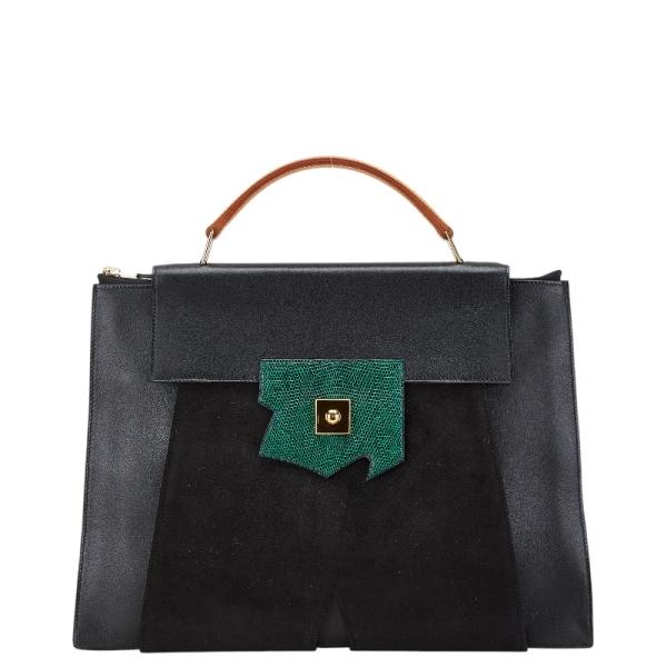 エルメス プレジデンス ヴォーグレネ/リザード/ドブリス ビジネスバッグ HERMES（エルメス） プレジデント トートバッグ ブラック グリーン