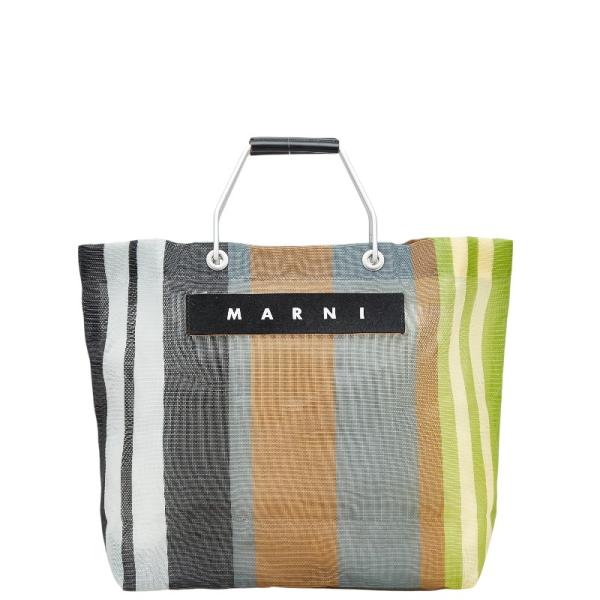 MARNI マルニ マーケット フラワーカフェ ストライプ トートバッグ  
