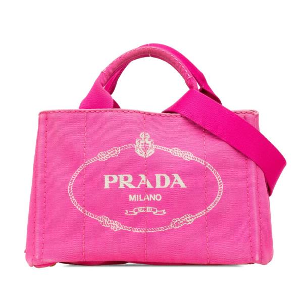 PRADA プラダ 三角ロゴプレート ミニ カナパ ハンドバッグ