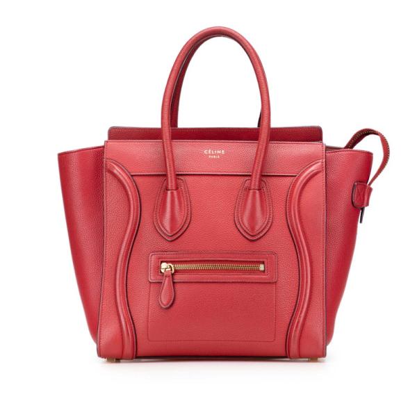 CELINE レッド ハンドバッグ CELINE セリーヌ ラゲージ ナノ ショッパー ハンドバッグ レッド