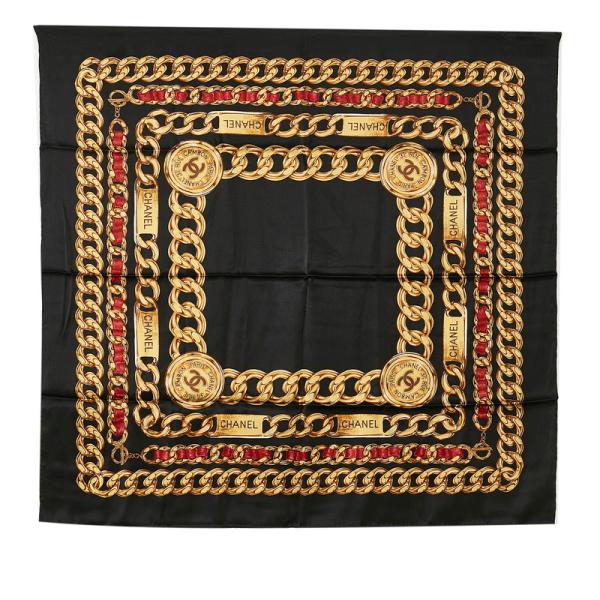 CHANEL（シャネル） ゴールド チェーン ココマーク スカーフ ブラック