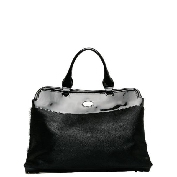 FURLA（フルラ） 80周年限定 ハンドバッグ ブラック ハラコ パテント 