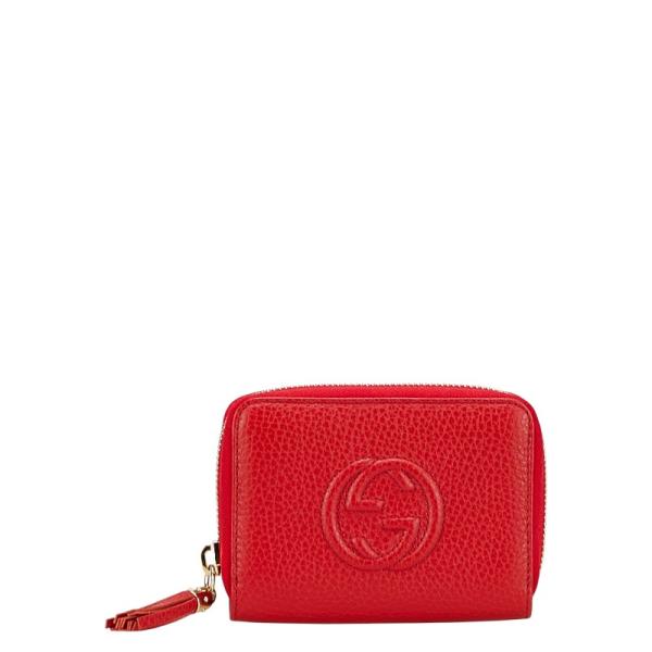 グッチ ソーホー インターロッキングG 二つ折り財布 小銭入れ 598209 レッド レザー レディース GUCCI 【中古】 GUCCI（グッチ） ソーホー インターロッキングG 二つ折り財布 小銭入れ
