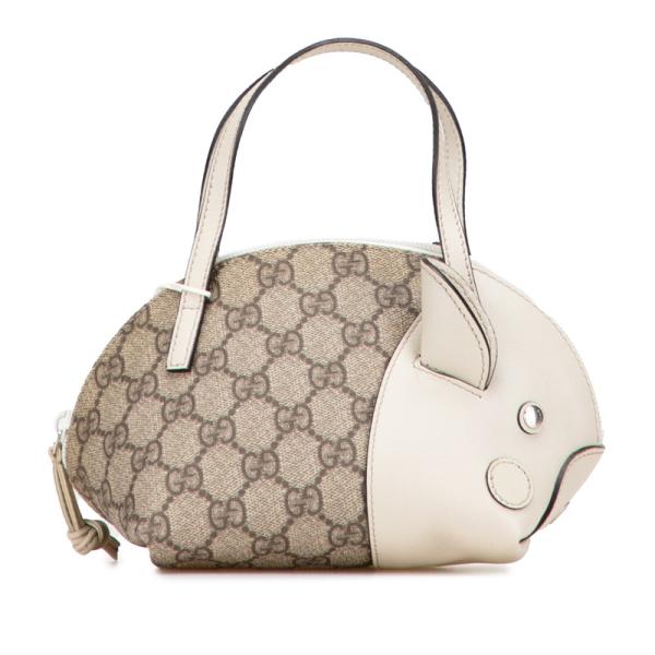 【GUCCI】チルドレンズ GGスプリーム PVC×レザー ハンドバッ GUCCI（グッチ） GGスプリーム チルドレンズ ZOO ブタ ミニ