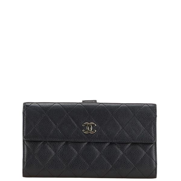 CHANEL シャネル マトラッセ ココマーク 長財布 ブラック キャビア  