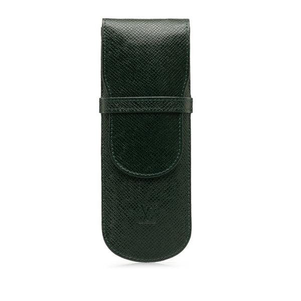 【鑑定済】ルイヴィトン ペンケース　タイガ　エテュイスティロ　エピセア　深緑 ginzaparis2_228-38863