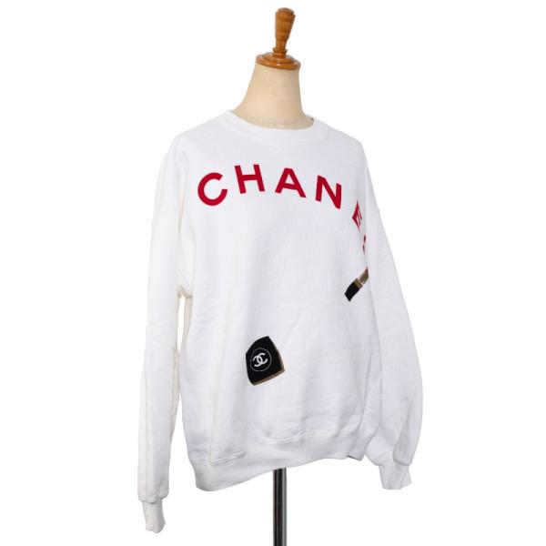 CHANEL シャネル ロゴ プリント 長袖シャツ トレーナー ホワイト CHANEL シャネル ロゴ プリント 長袖シャツ トレーナー ホワイト