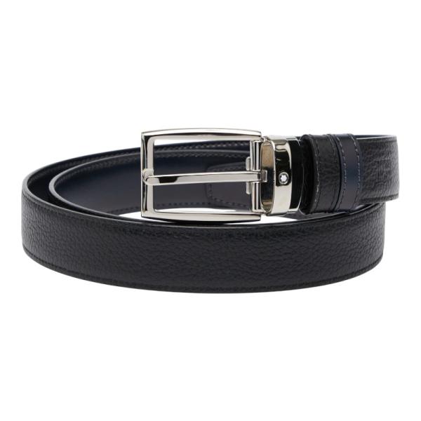【美品】MONTBLANC レザー製メンズベルト リバーシブルベルト ネイビー MONTBLANC（モンブラン） リバーシブル ベルト ブラック ネイビー
