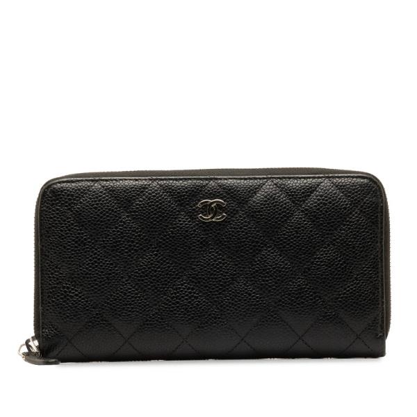 【美品✨】 シャネル 長財布 マトラッセ ココマーク ラウンドファスナー 黒 CHANEL シャネル マトラッセ ココマーク ラウンドファスナー 長