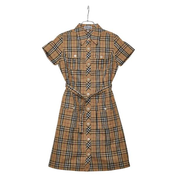 美品 BURBERRY バーバリーノバチェックホースロゴ シャツワンピース38 BURBERRY（バーバリー） ノバチェック ウエスタンシャツワンピース