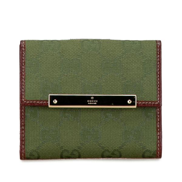 GUCCI（グッチ） GGキャンバス 二つ折り財布 112716 グリーン ブラウン